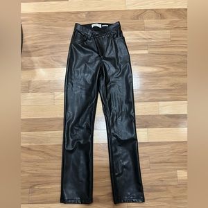 Abercrombie women’s Criss cross waistband vegan leather 90s straight pant